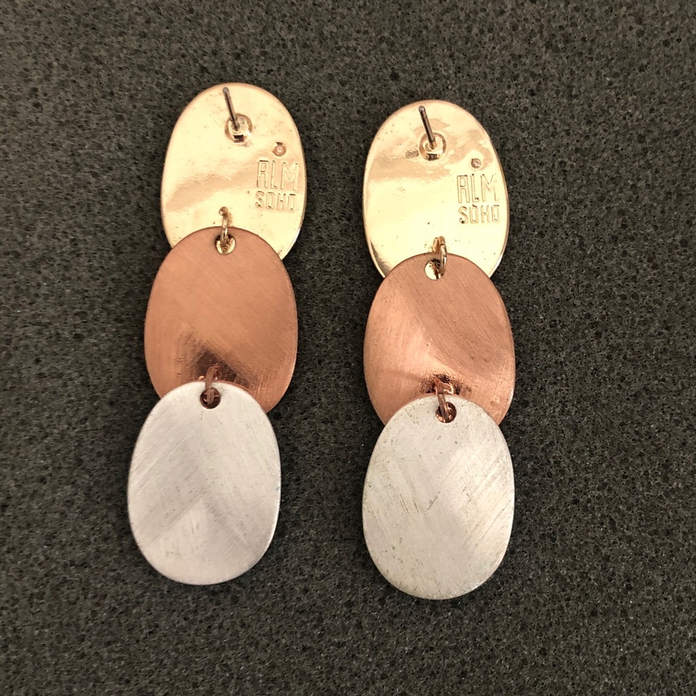 RLM Soho Triple Oval Earrings in Gold, Copper, and Silver - Picture 4 of 7